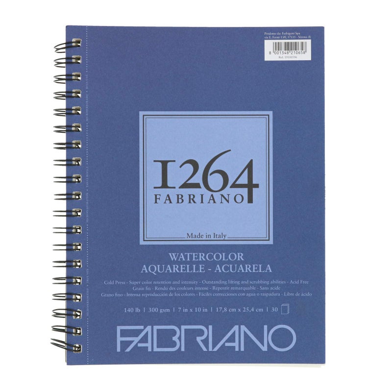Fabriano 1264 Watercolor Pad, 7 x 10, Bright White - Image 1